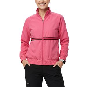 Chaqueta de uniforme médico deportiva con cremallera frontal, cuello alto y doble raya, personalizada con logo, para enfermeras, venta al por mayor - Product Image 1