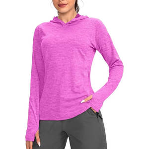 100% Polyester Womens Long Sleeve <b>Hoodie</b> Sun Protection UV Outdoors T-Shirt Hoody <b>Thumb</b> <b>Hole</b> - Product Image 3