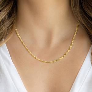 Collar de eslabones cubanos Collar de cadena chapado en oro de 14K de Plata de Ley 925 Collar de oro delicado - Product Image 5