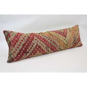 Oreiller en laine beige 16x48 pouces luxe Kilim Patchwork Vintage imprimé floral Accent oreiller décoratif pour la literie - Product Image 3