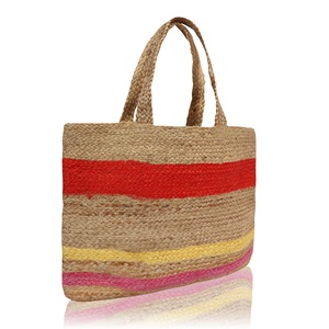 Striped Jute Beach Tote <b>Bag</b> Customized Size Large Capacity <b>Boho</b> Style Rope Handle Colorful Summer Party Shopping <b>Bag</b> - Product Image 3