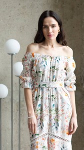 ชุดเดรสสีเหลืองมินิโรแมนติกผ้าฝ้ายเจ้าสาวทําชุดเดรสแกนคอตเทจสําหรับผู้หญิง - Product Image 3