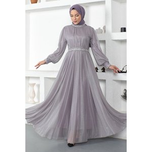 ชุดราตรี ElbiseInci ประดับกลิตเตอร์ทรงเอไลน์ คอสูง ไซส์ XS เอวทรงเอ็มไพร์ ยาวระดับเข่า เหมาะสำหรับงานเลี้ยงและงานพรอม - Product Image 6