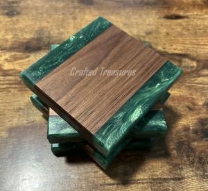 Best Quality Wood Resin <b>coaster</b> Handmade Best Resin <b>Blue</b> Color <b>coaster</b> for Kitchen Tabletop Decorate Acacia Wood Resin <b>coaster</b> - Product Image 6