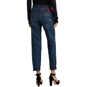 Embroidery Patches <b>Women</b> <b>Jogger</b> Pants Flat Front Full Length Casual Streetwear Button Cotton OEM Serviced - Product Image 6