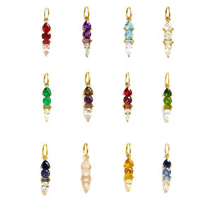 926 plata Multi forma granate cuarzo piedra preciosa encanto colgante-chapado en oro joyería-Colgante hecho a mano - Product Image 2