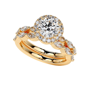 Juego de anillos de boda chapados en oro de 10 quilates con certificación IGI, banda de compromiso de diamante Natural cultivado en laboratorio, corte brillante, estilo clásico, aniversario - Product Image 1