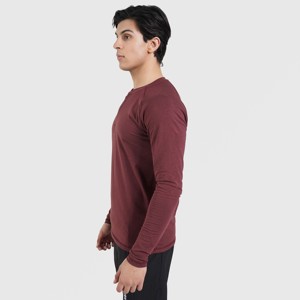 เสื้อยืดแขนยาว M024 สีแดงเลือดหมู สำหรับออกกำลังกายและยิมนาสติก - เสื้อผ้าออกกำลังกายที่สวมใส่สบาย - Product Image 3