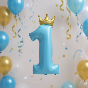 Globo de aluminio número 1 con corona azul 57X124Cm decoración para fiestas - Product Image 3