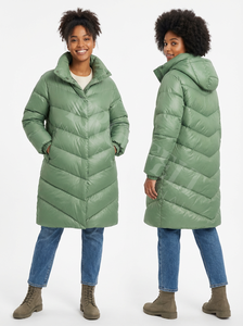 Abrigos Acolchados Largos Rojos Brillantes de Alta Calidad, Abrigo con Capucha Acolchado Cálido de Invierno, Abrigo Acolchado Ligero Informal para Exteriores, Transpirable - Product Image 3