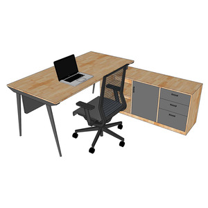 Bureau de direction en bois naturel HBCO052, style contemporain de luxe, design à une seule jambe et avec armoire, mobilier de bureau ou table d'ordinateur - Product Image 6
