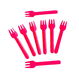 Fourchette en papier rouge jetable biodégradable écologique de 155mm, durable, sans BPA, service alimentaire de mariage, vaisselle compostable - Product Image 1