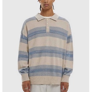 Servicio de OEM transpirable al por mayor de alta calidad 100% ropa de algodón de punto de solapa patrón de letras cómodo suéter de los hombres - Product Image 2