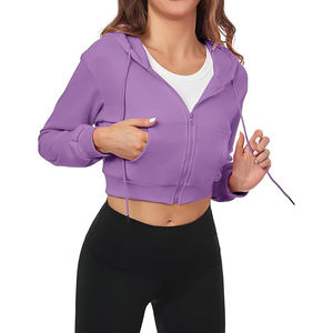 Sweat-shirt décontracté pour femme, haut court sexy à capuche, pull en coton à manches longues, sweat-shirt tendance, coupe confortable - Product Image 1