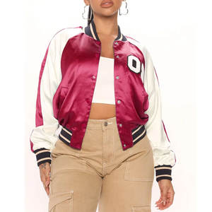Producto ligero y cómodo Ropa de moda Chaqueta universitaria de satén para mujer Precio de venta más vendido Chaqueta universitaria de satén para mujer - Product Image 1