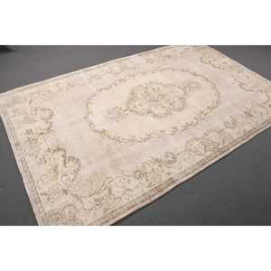 พรมตุรกี 5.2x8.2 ฟุต สีขาวน้ำตาล พรมขนสัตว์โมร็อกโกแบบวินเทจ - Product Image 3