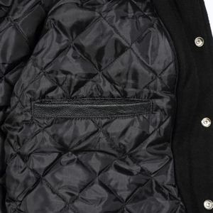 Veste de baseball universitaire en cuir véritable avec lettres sur les bras, en laine de haute qualité, design personnalisé - Product Image 6