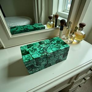 Boîte à bijoux en malachite, qualité supérieure, artisanale, boîte à souvenirs, boîte à bibelots, cadeaux d'art de collection, décoration - Product Image 1