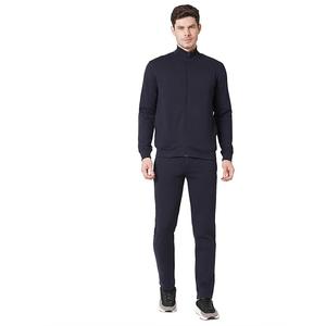 100% polar sólido hombres chándal Casual invierno Regular Fit Mock Collar cremallera completa sudadera cintura elástica pantalones de chándal - Product Image 1