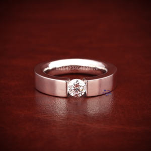 Nouveauté, vente chaude, alliance de mariage en or blanc massif 14 carats avec diamant moissanite 0,45 carat pour homme - Product Image 1