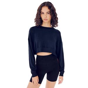 Ropa informal transpirable para mujer con estampado de logotipo personalizado de talla grande, sudadera recortada holgada para mujer, Jersey multicolor cálido - Product Image 1