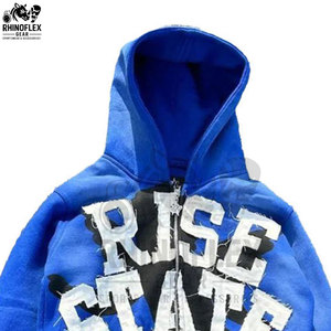 Sudaderas con capucha bordadas ajustables de mezcla de algodón básico de lana de invierno para hombre de alta calidad hechas a medida - Product Image 2