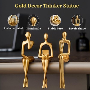 Ensemble de figurines en or de luxe de 3 pièces maîtresses artistiques de table pour salon bureau événement fête cadeau décoration affichage - Product Image 4