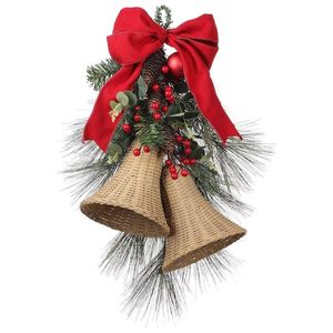 Ornement de cloche en rotin plat tissé à la main pour une décoration de Noël écologique et un accent rustique pour les fêtes - Product Image 6