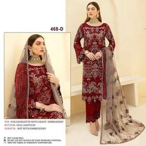 高品質3ピース綿シルク洗濯可能カスタムカラーパキスタンデザイン刺繍サルワールカミーズ女性用インドホットコレクション - Product Image 6