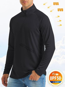 เสื้อสเวตเตอร์มีซิปแขนยาวครึ่งแขนสำหรับผู้ชายเสื้อกีฬากลางแจ้งแบบสวมหัวมีความชื้นสำหรับออกกำลังกายในฤดูหนาว - Product Image 3