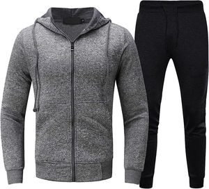 Conjunto de Sudadera y Pantalones Deportivos Personalizados con Logotipo para Hombre, Otoño, Diseño Sólido, Tejido de Punto - Product Image 1