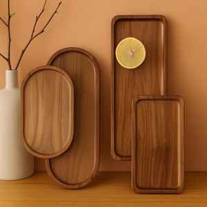Vaisselle décorative rectangulaire en bois massif véritable naturel, plateau de service à fruits, plateau de service à café, plateau de service à café - Product Image 4
