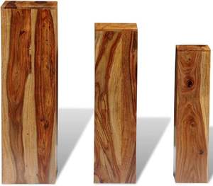 Supports pour plantes 3 pièces faits à la main en bois de Sesham massif marron de différentes tailles pour affichage intérieur/extérieur Grain de bois unique - Product Image 5