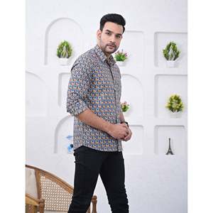 Chemise décontractée pour homme en coton imprimé à manches longues, respirante, en popeline ou tissu Oxford, motif floral ou à pois, offre ODM - Product Image 4