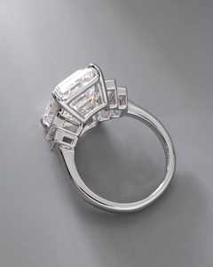 S925 <b>Sterling</b> <b>Silver</b> <b>Ring</b> <b>Set</b> with Moissanite and Emerald Cut Stones, Featuring Side Stones for A Minimalist and Elegant Look. - Product Image 5