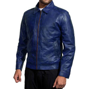 Wholesale 2026 Premium Quality Breathable Wholesale Customized Designed Men's Leather Jackets Solid Color with Stand Collar - Product Image 4