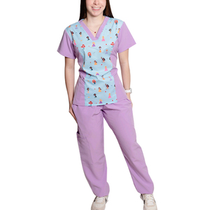 Yuhong nuevo diseño encantador Floral <span class=keywords><strong>Animal</strong></span> impreso enfermería Scrub Top dentista clínica ropa de trabajo médico impreso Top mujeres Scrub Set - Product Image 2