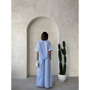 Pantalones a Rayas para Mujer con Detalle de Encaje - Product Image 5