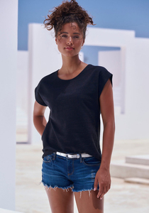 T-shirt à col rond en coton à manches courtes à la mode T-shirt en coton pour femme T-shirt à col rond à manches courtes de coupe classique pour femme - Product Image 2
