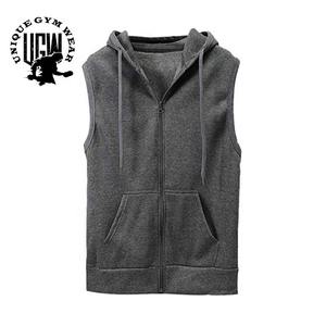 Pull à capuche en coton sans manches pour hommes avec logo personnalisé en gros Sweat à capuche vierge d'entraînement sans manches à la mode impression OEM de qualité - Product Image 3
