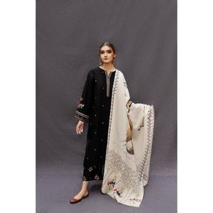 Embroidered Traditional Pakistani Lawn Suit Women 3 Piece Set Flared <b>Trouser</b> Shirt Organza Dupatta Soft Casual Party Wear - Product Image 2