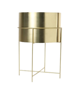 Handicraft Metal Floor Planter With <b>Stand</b> for Living Room/Indoor <b>Plant</b> <b>Stand</b> Set of 2 Golden Color Finished - Product Image 2