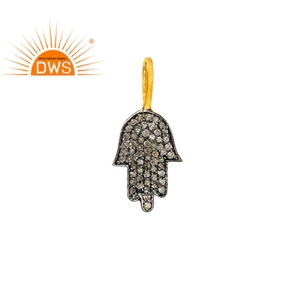 Pendentif en diamant fait à la main, breloque avec Hamas, en argent Sterling 925, bijou pour filles, fabrication de bijoux, vente en gros - Product Image 3