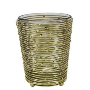 Pot de bougie de placage en laiton de support votif en verre et fer de taille moyenne classique pour la décoration de mariage et de noël à la maison - Product Image 2