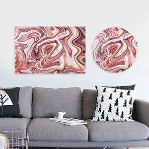 Art mural abstrait moderne : Impression de marbre rose sur toile, ART SUR VERRE TÉMPERÉ - Product Image 1
