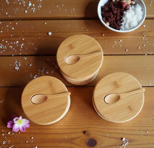 Boîte à sel et épices artisanale en bois avec couvercle, conteneur de rangement pour assaisonnements en bois naturel massif pour la cuisine, la salle à manger et la table - Product Image 2