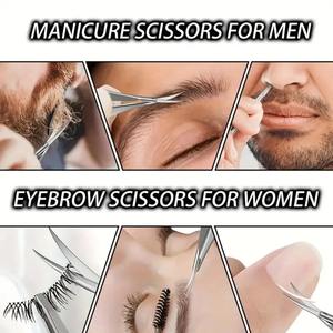 Tijeras de Cutícula Rectas con Mecanismo de Resorte, Acero Inoxidable, para Recortar Cejas, Microtijeras para Zurdos, Mango de Cerámica - Product Image 3