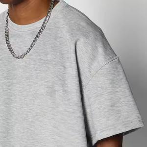 T-shirt streetwear pour homme personnalisé et innovant, ample, décontracté, lourd, col rond côtelé, épaules tombantes, 100% coton biologique - Product Image 4