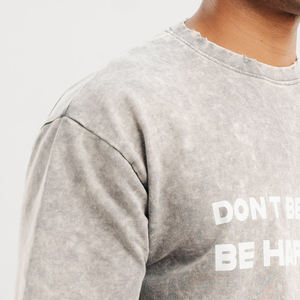 OEM T-shirt uni de haute qualité 100% coton col rond Logo personnalisé coupe surdimensionnée Fitness Plain décontracté hommes vierge personnalisable - Product Image 2