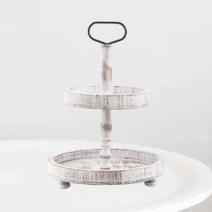 Charmant plateau en bois à deux niveaux en bois de manguier avec poignée en métal, parfait pour la décoration de la ferme et la célébration de Noël - Product Image 5